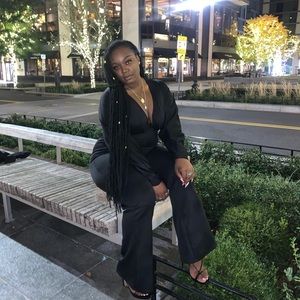 PLT Black Pleated Balloon Sleeve Jumpsuit